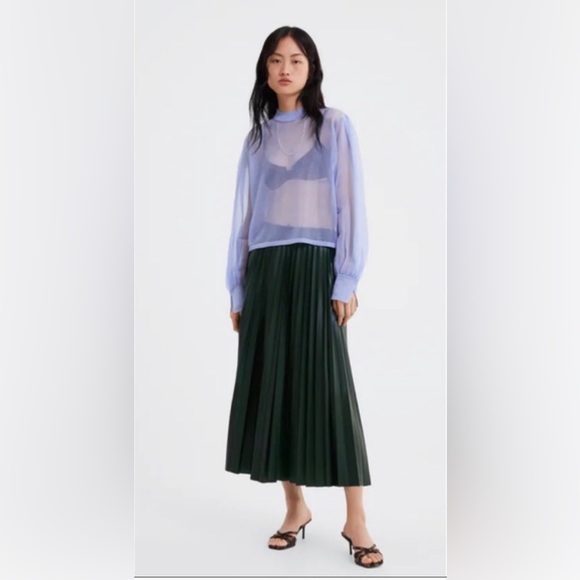 ZARA Green Pleated Skirt - Picture 9 of 15